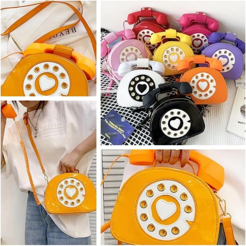 Novelty Call-shape Single Shoulder Bag Funny Crossbody Bag PU Leather Handbag and Purse