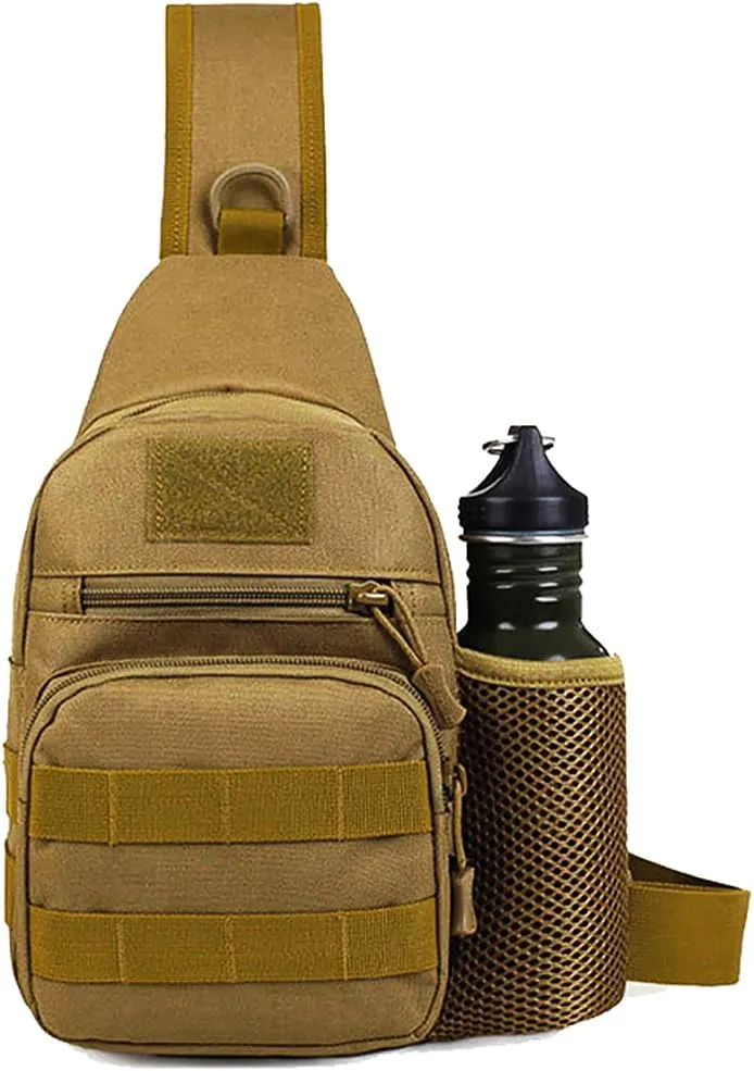 NuCamper Tactical Sling Bag Pack, Military Molle EDC Rover Shoulder Sling Backpack for Men Range,Hunting,Travel,Hiking (Khaki)