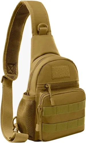 NuCamper Tactical Sling Bag Pack, Military Molle EDC Rover Shoulder Sling Backpack for Men Range,Hunting,Travel,Hiking (Khaki)