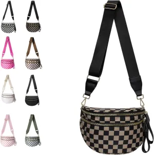 Nuvore Crossbody Bag, Checkered Nylon Crossbody Bag for Women, Large Capacity Shoulder Bag Fashionable and Versatile