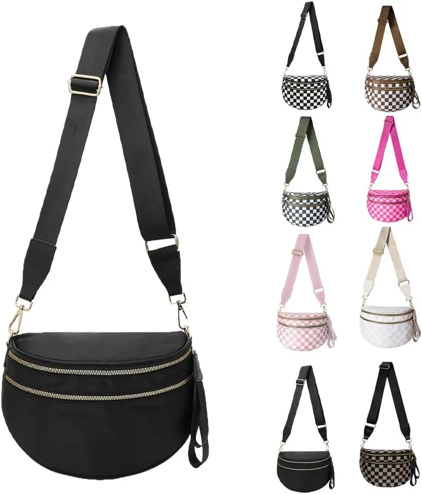 Nuvore Crossbody Bag, Nuvore Crossbody Comfort Bag, Spacious Stylish Checkered Bum