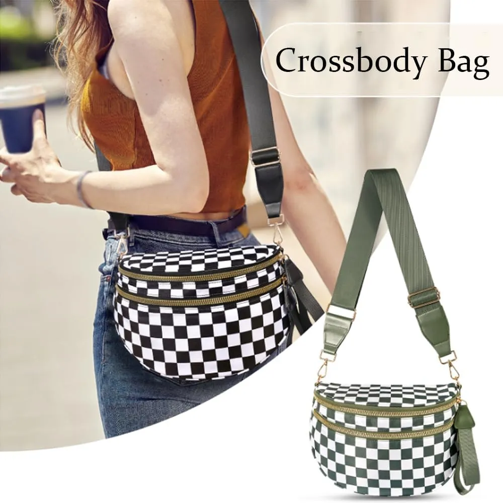 Nuvore Crossbody Bag, Nuvore Crossbody Comfort Bag, Spacious Stylish Checkered Bum