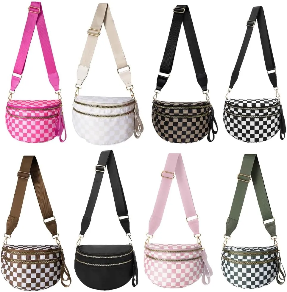 Nuvore Crossbody Bag, Nuvore Crossbody Comfort Bag, Spacious Stylish Checkered Bum