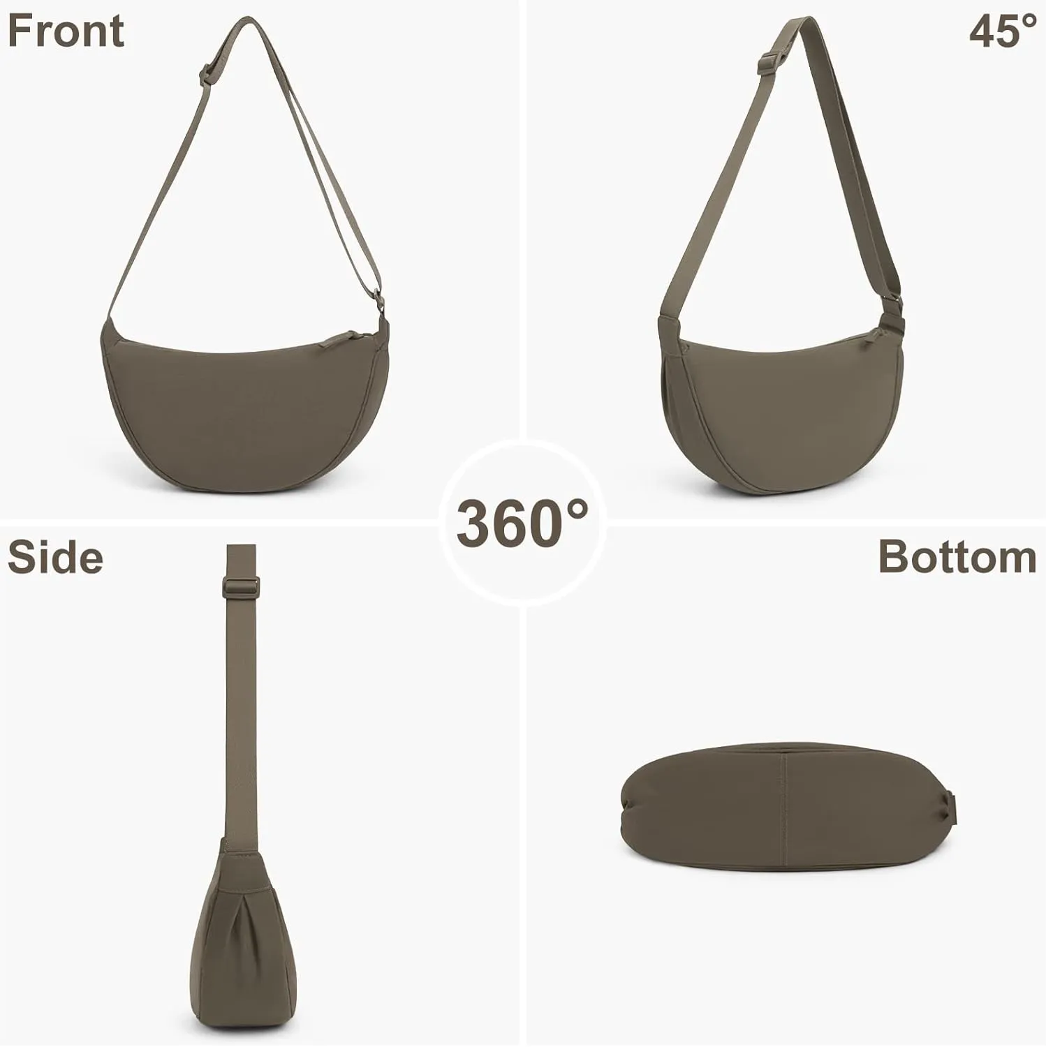 Nylon Crescent Bag Small Sling Crossbody Bag for Women Men Lightweight Shoulder Bag with Adjustable Strap