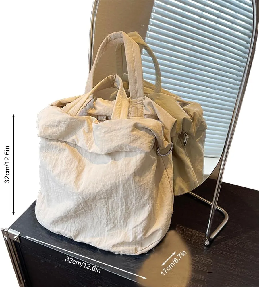 Nylon Shoulder Handbag Casual Style Tote Bag Lightweight Multilayered Large Capacity Waterproof Crossbody Bag
