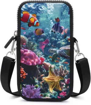 Ocean Fish Swim Crossbody Bag for Women Men Phone Purses Shoulder Bag Handbag