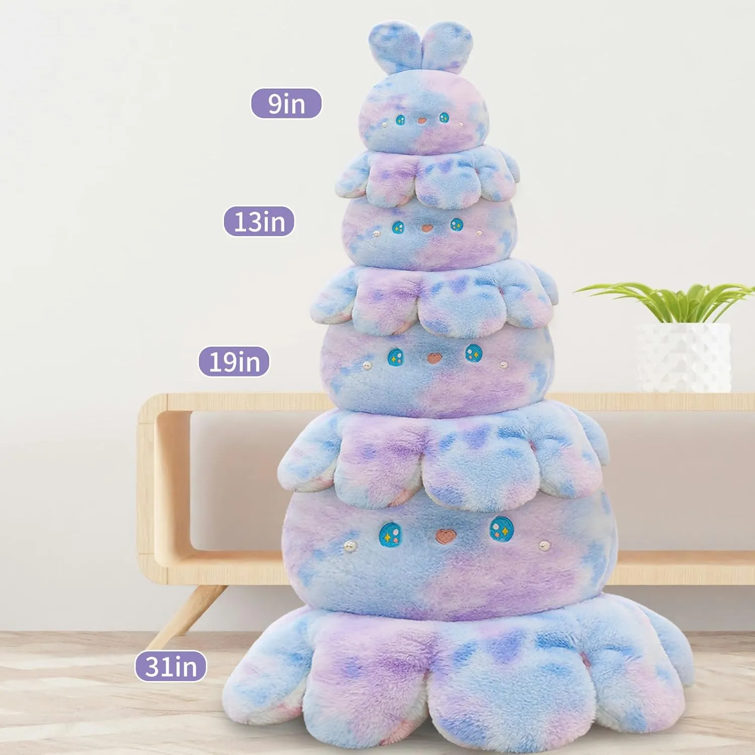 Octopus Rabbit Reversible Stuffed Animal Plushie - Kids Cute and Soft Plush Pillow Toy - Toddlers & Children’s Ideal Gift - Cozy Embraceable Companion (Purple-Green,19 inch)