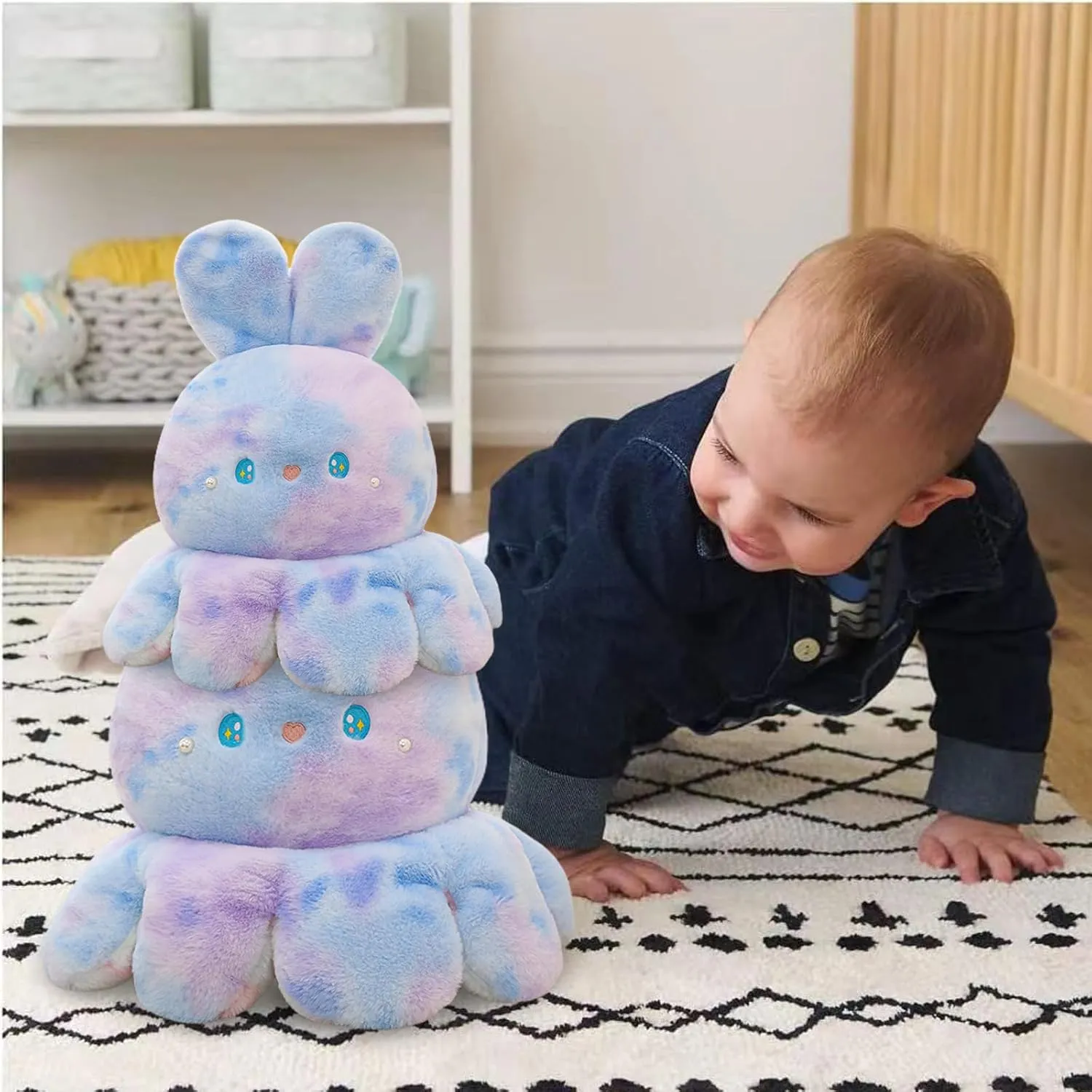 Octopus Rabbit Reversible Stuffed Animal Plushie - Kids Cute and Soft Plush Pillow Toy - Toddlers & Children’s Ideal Gift - Cozy Embraceable Companion (Purple-Green,19 inch)