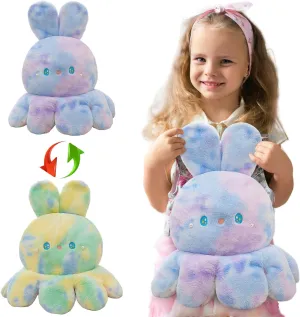 Octopus Rabbit Reversible Stuffed Animal Plushie - Kids Cute and Soft Plush Pillow Toy - Toddlers & Children’s Ideal Gift - Cozy Embraceable Companion (Purple-Green,19 inch)