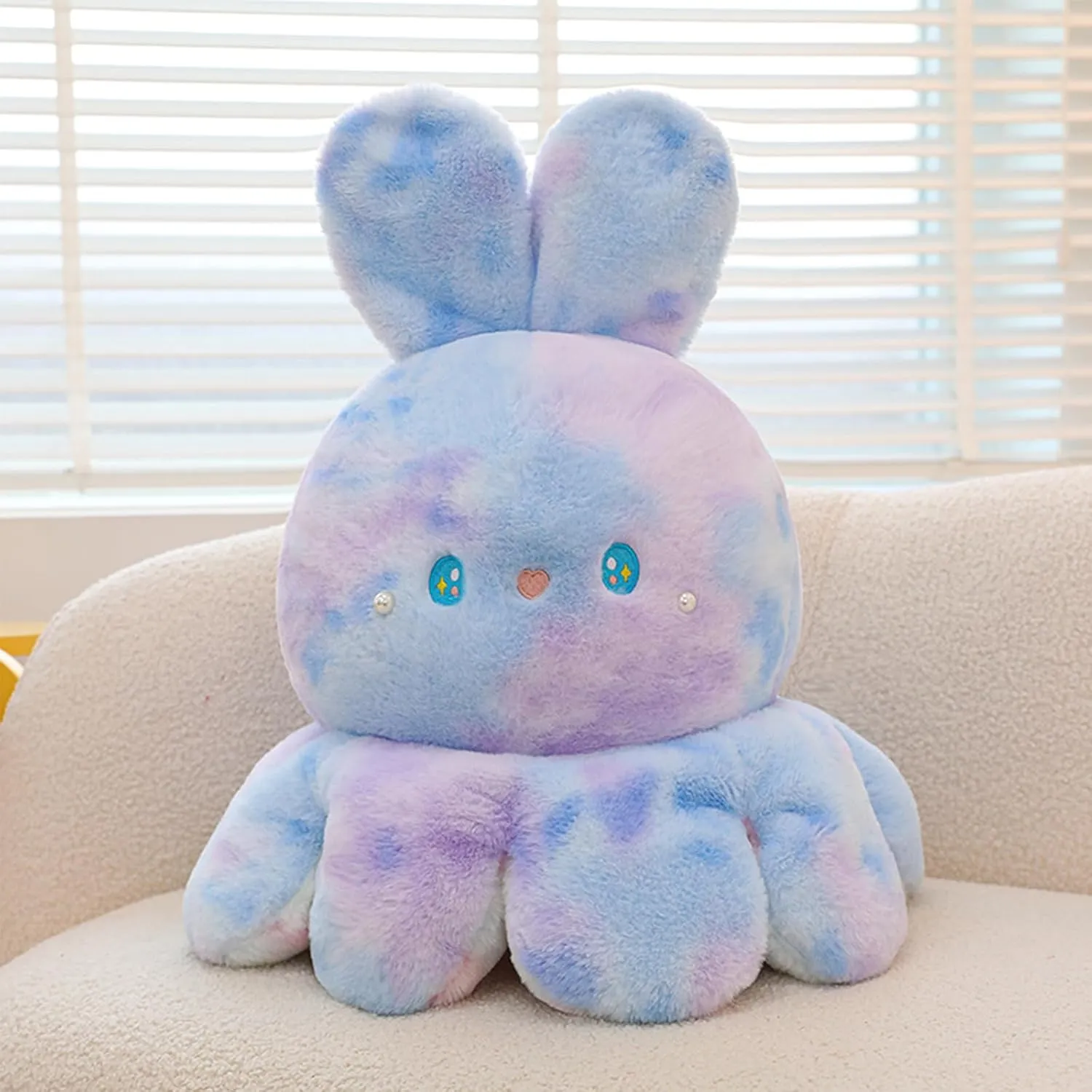 Octopus Rabbit Reversible Stuffed Animal Plushie - Kids Cute and Soft Plush Pillow Toy - Toddlers & Children’s Ideal Gift - Cozy Embraceable Companion (Purple-Green,19 inch)