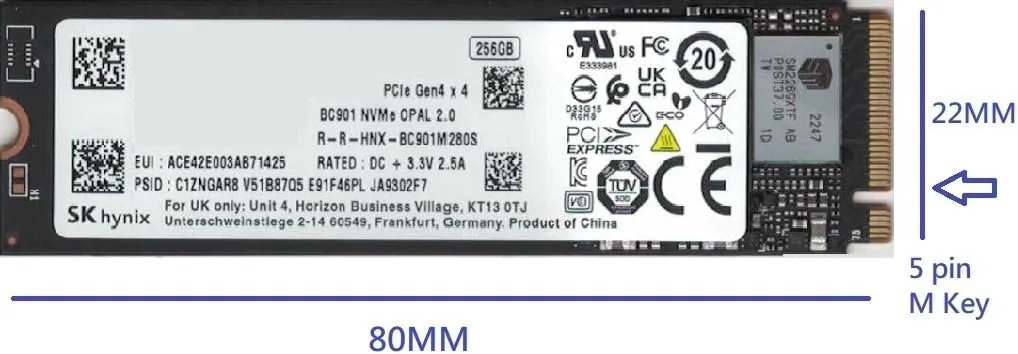 OEM SK Hynix 256GB SSD, BC901 Gen 4x4 M.2 PCI-e NVME Internal Solid State Drive, 2280 Form Factor M Key, Compatible with PS5, Laptop & Desktop