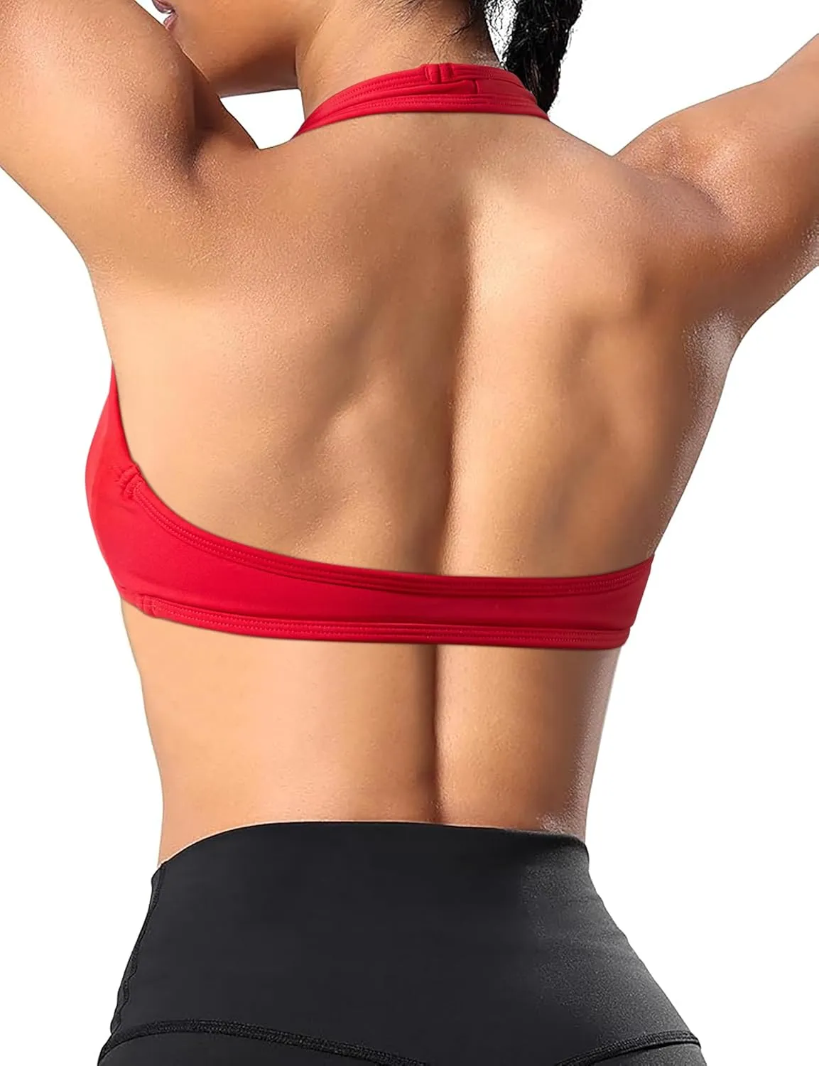 OMKAGI Halter Sports Bras for Women Open Back Workout Bras Padded Yoga Bra Gym Tops