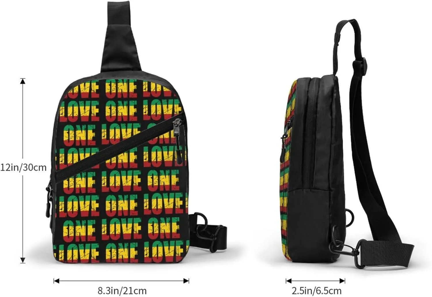 One Loves Jamaican Rasta Reggae Portable Sling Bags Packable Crossbody Bag Foldable Sport Daypack Reusable Shoulder Backpack Diagonally Chest Bag for Workout Travel