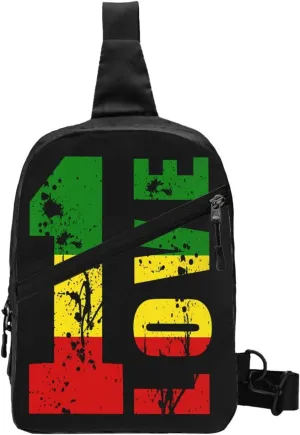 One Loves Jamaican Rasta Reggae Portable Sling Bags Packable Crossbody Bag Foldable Sport Daypack Reusable Shoulder Backpack Diagonally Chest Bag for Workout Travel