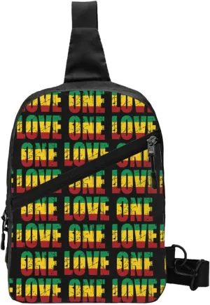 One Loves Jamaican Rasta Reggae Portable Sling Bags Packable Crossbody Bag Foldable Sport Daypack Reusable Shoulder Backpack Diagonally Chest Bag for Workout Travel