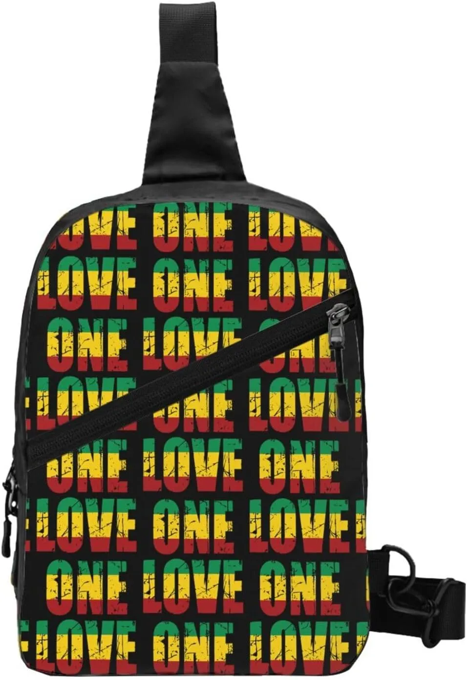 One Loves Jamaican Rasta Reggae Portable Sling Bags Packable Crossbody Bag Foldable Sport Daypack Reusable Shoulder Backpack Diagonally Chest Bag for Workout Travel