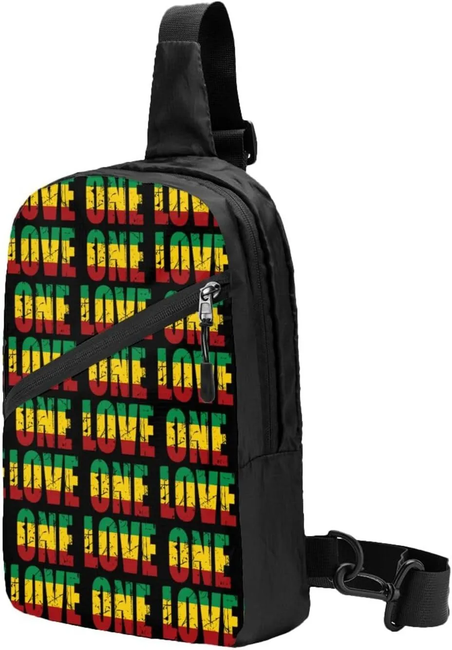 One Loves Jamaican Rasta Reggae Portable Sling Bags Packable Crossbody Bag Foldable Sport Daypack Reusable Shoulder Backpack Diagonally Chest Bag for Workout Travel