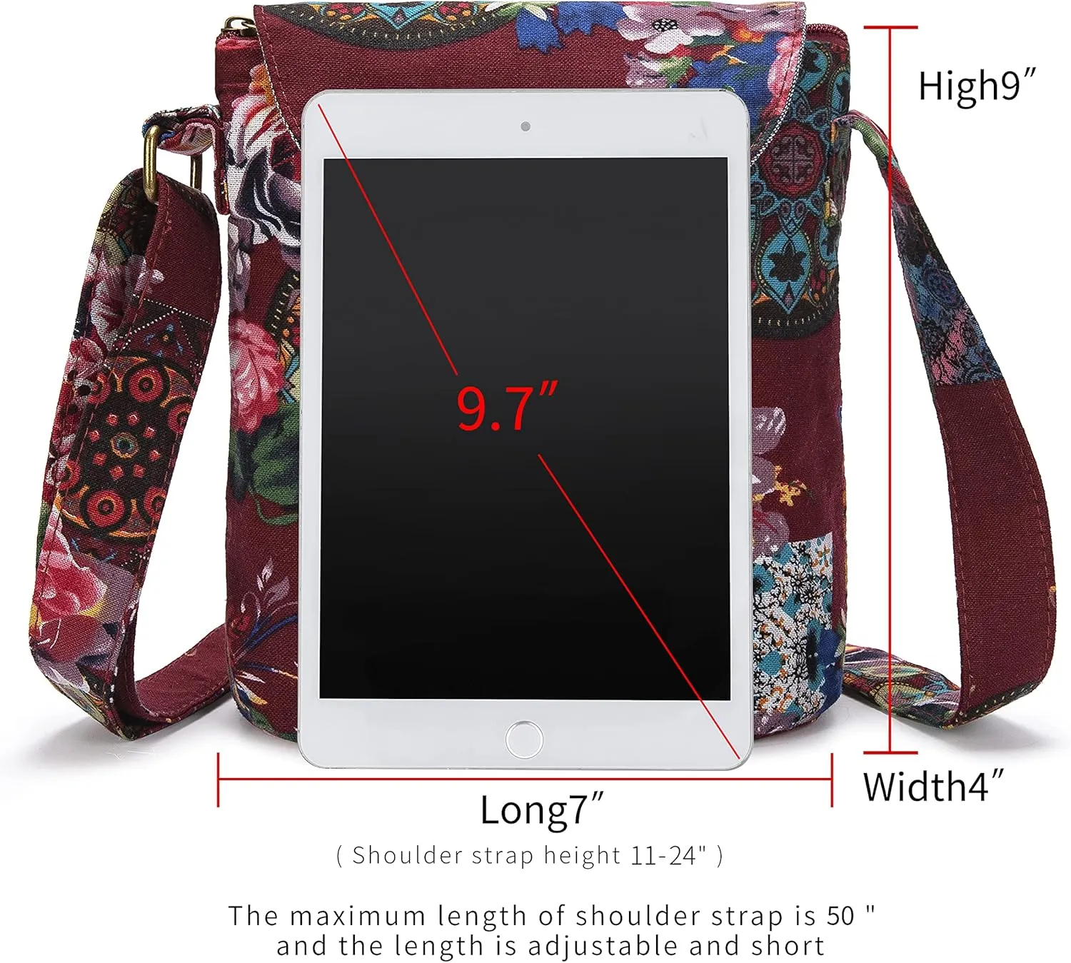 OPQRSTU Women's Retro Small Size Canvas Shoulder Bag Hippie Boho Crossbody Handbag