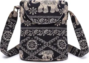 OPQRSTU Women's Retro Small Size Canvas Shoulder Bag Hippie Boho Crossbody Handbag