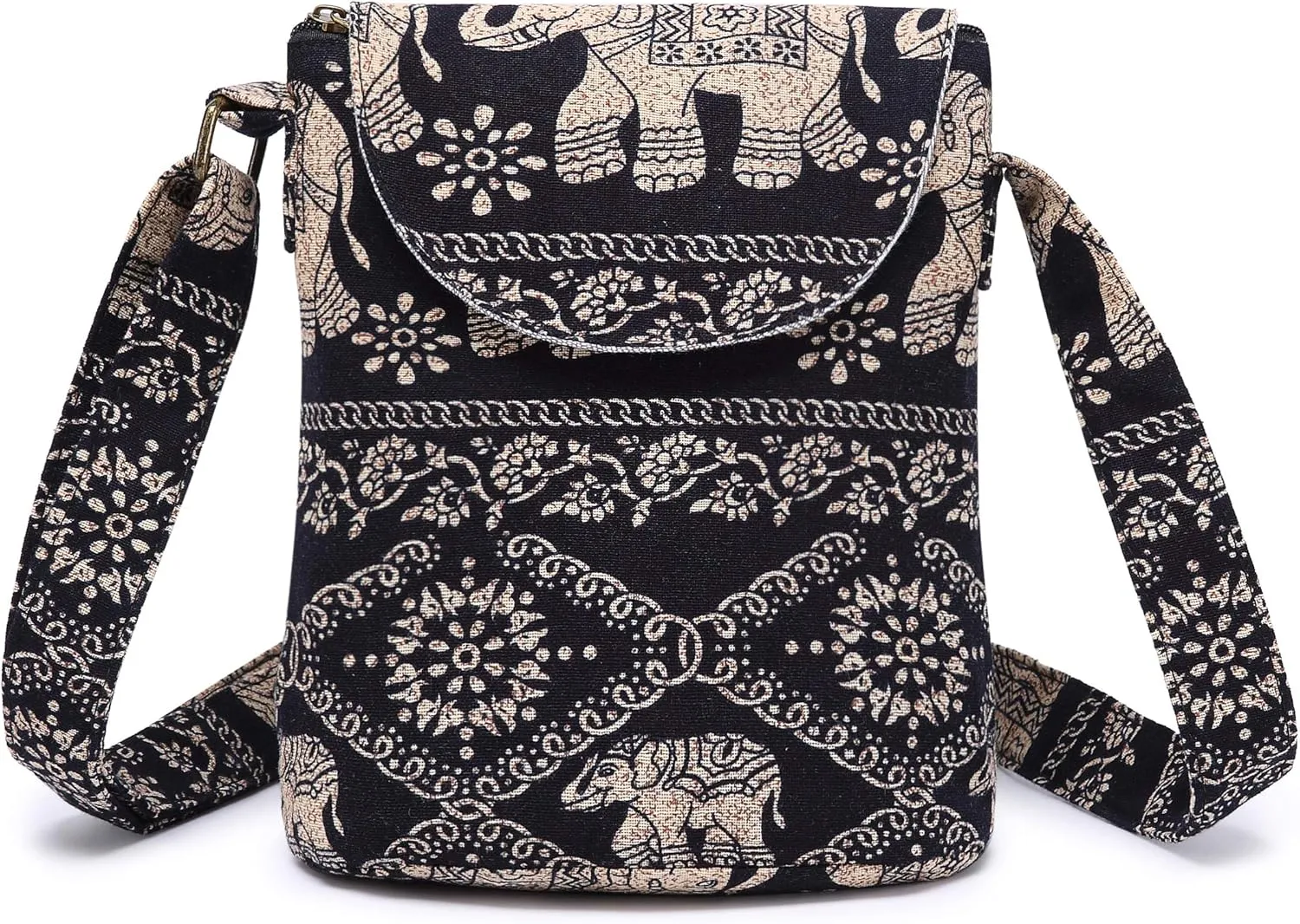 OPQRSTU Women's Retro Small Size Canvas Shoulder Bag Hippie Boho Crossbody Handbag
