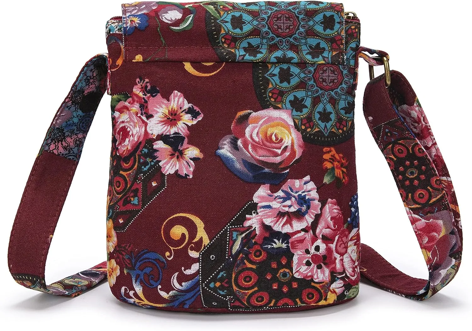 OPQRSTU Women's Retro Small Size Canvas Shoulder Bag Hippie Boho Crossbody Handbag