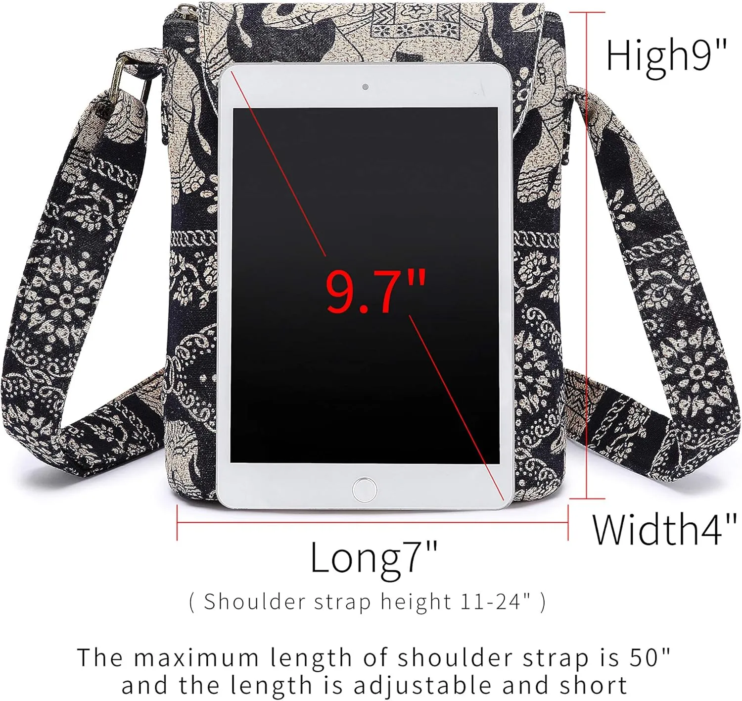 OPQRSTU Women's Retro Small Size Canvas Shoulder Bag Hippie Boho Crossbody Handbag