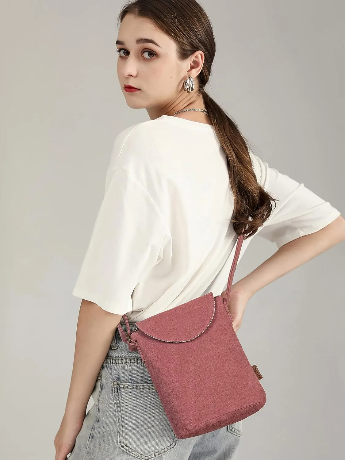 OPQRSTU Women's Retro Small Size Canvas Shoulder Bag Hippie Boho Crossbody Handbag