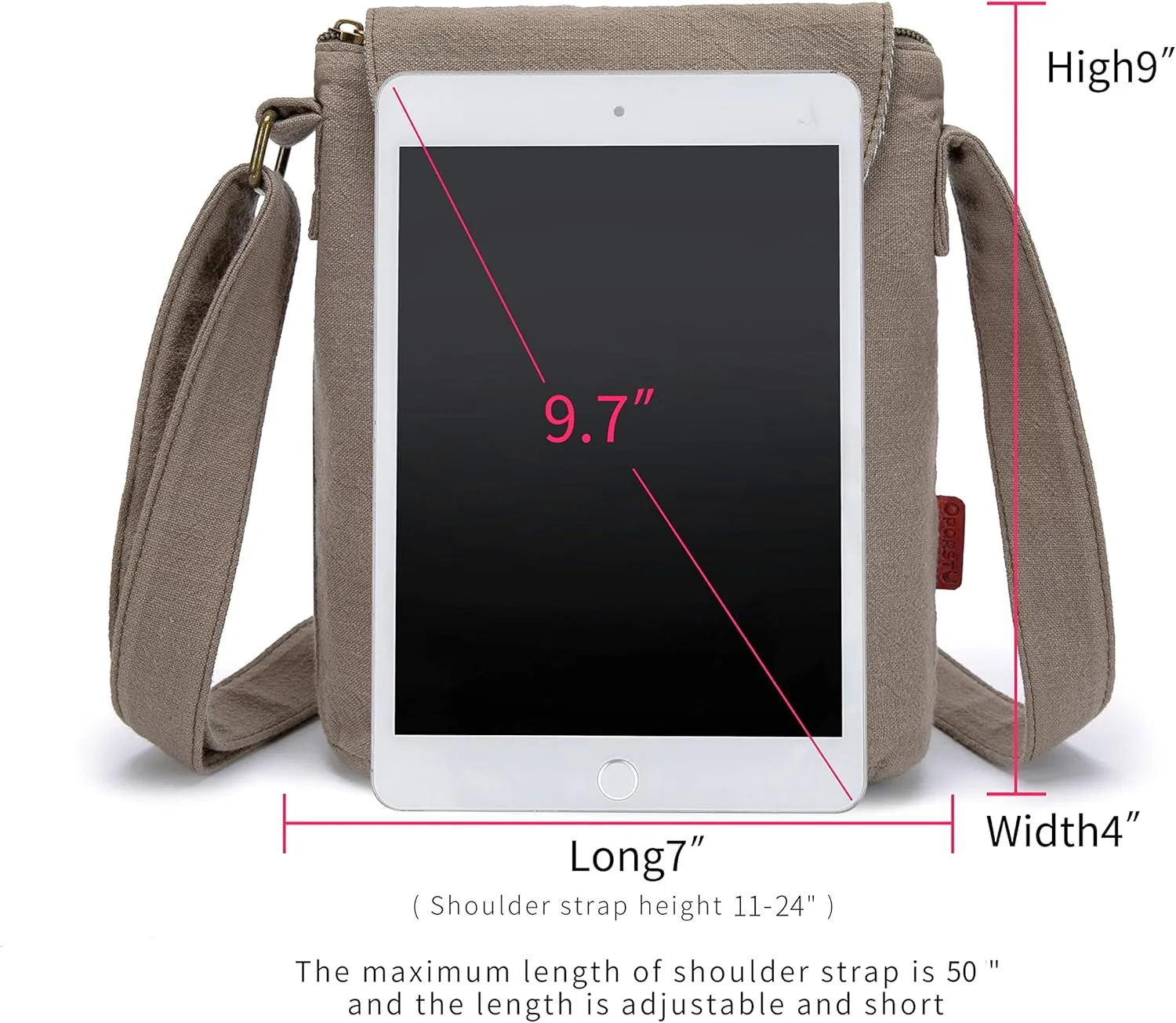 OPQRSTU Women's Retro Small Size Canvas Shoulder Bag Hippie Boho Crossbody Handbag