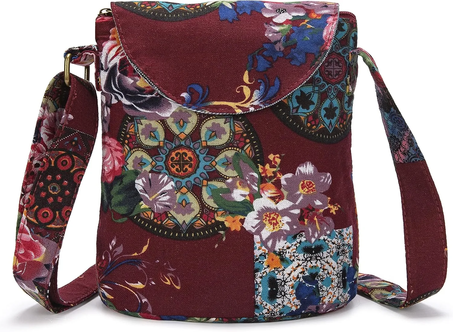 OPQRSTU Women's Retro Small Size Canvas Shoulder Bag Hippie Boho Crossbody Handbag