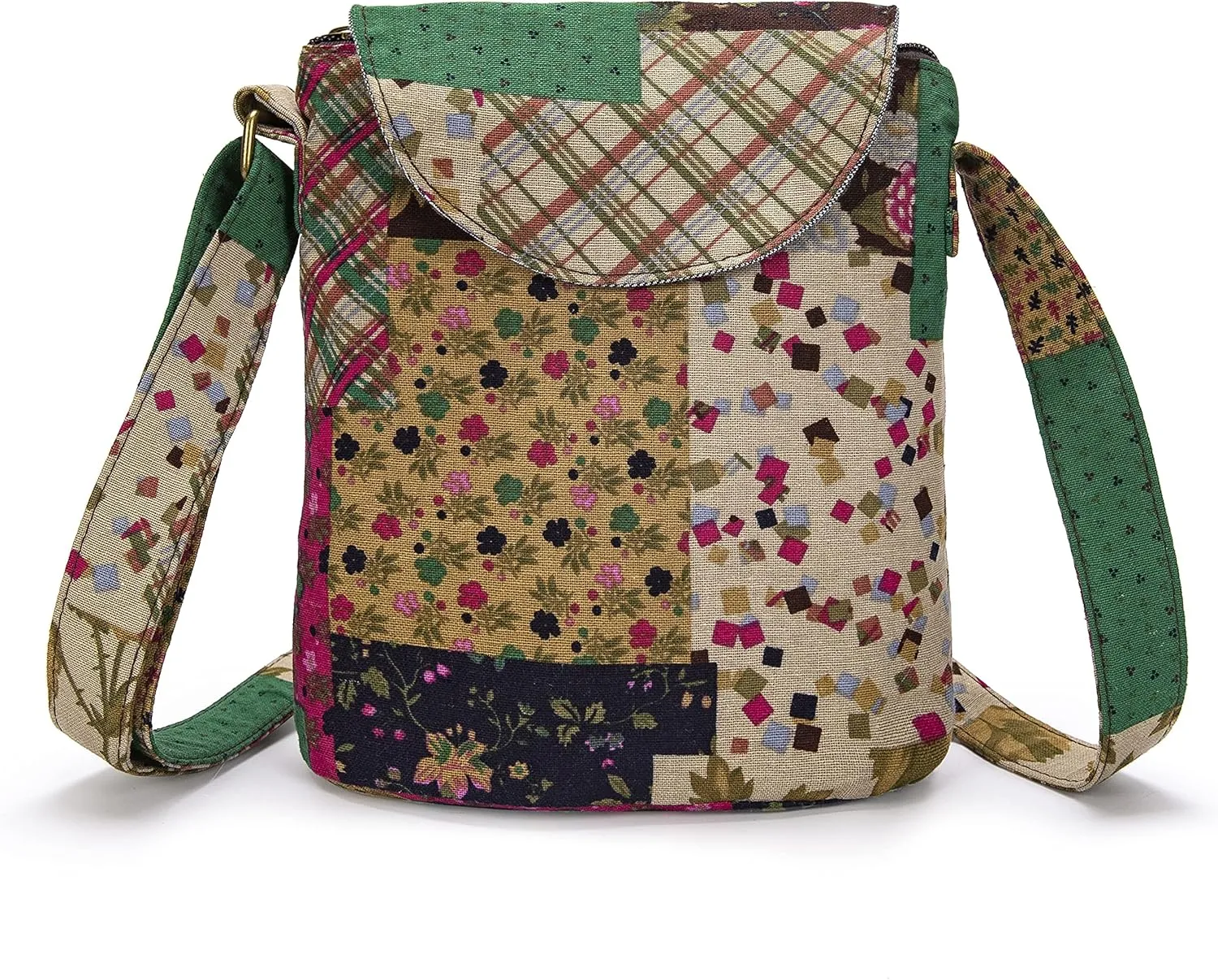 OPQRSTU Women's Retro Small Size Canvas Shoulder Bag Hippie Boho Crossbody Handbag