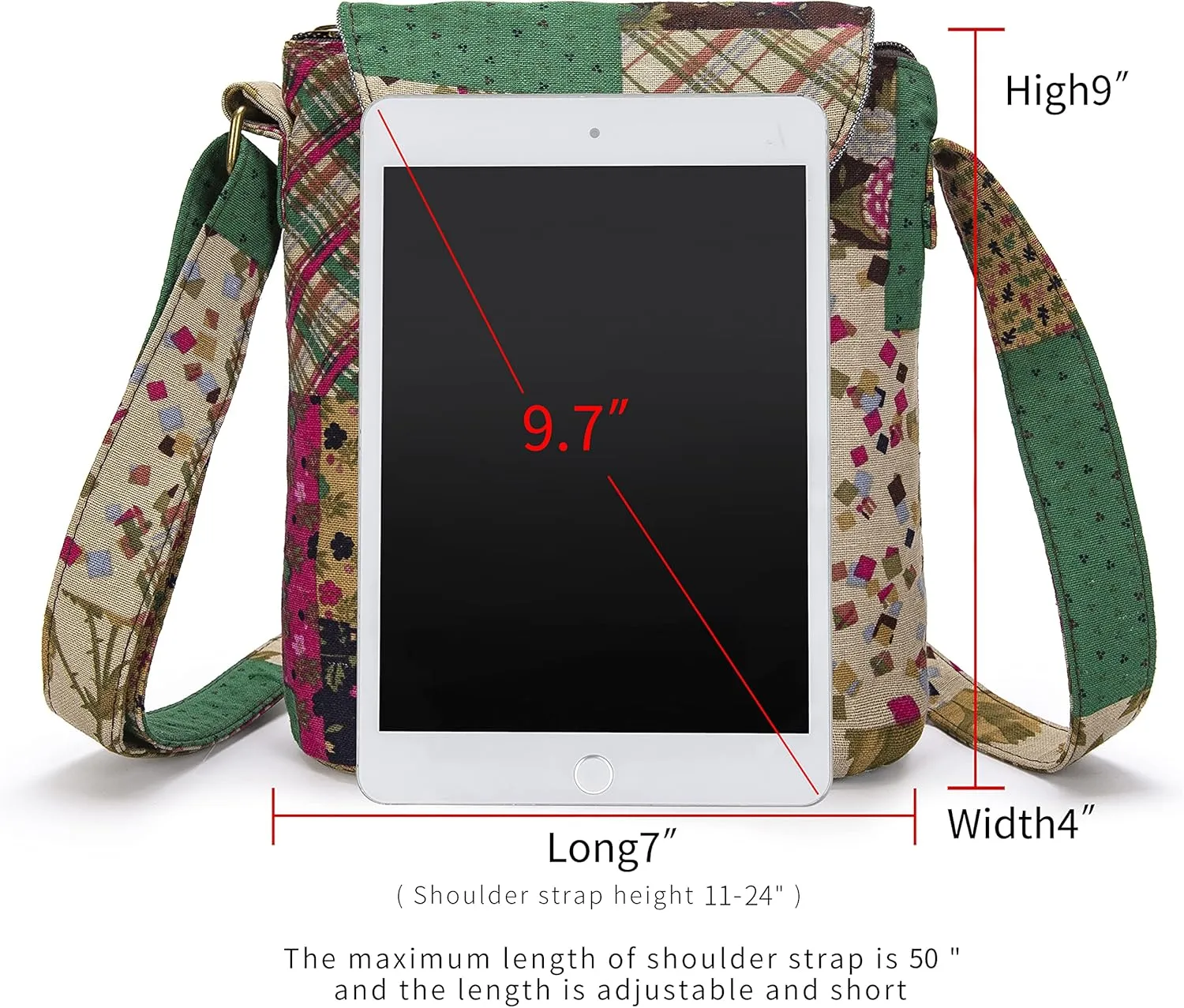 OPQRSTU Women's Retro Small Size Canvas Shoulder Bag Hippie Boho Crossbody Handbag