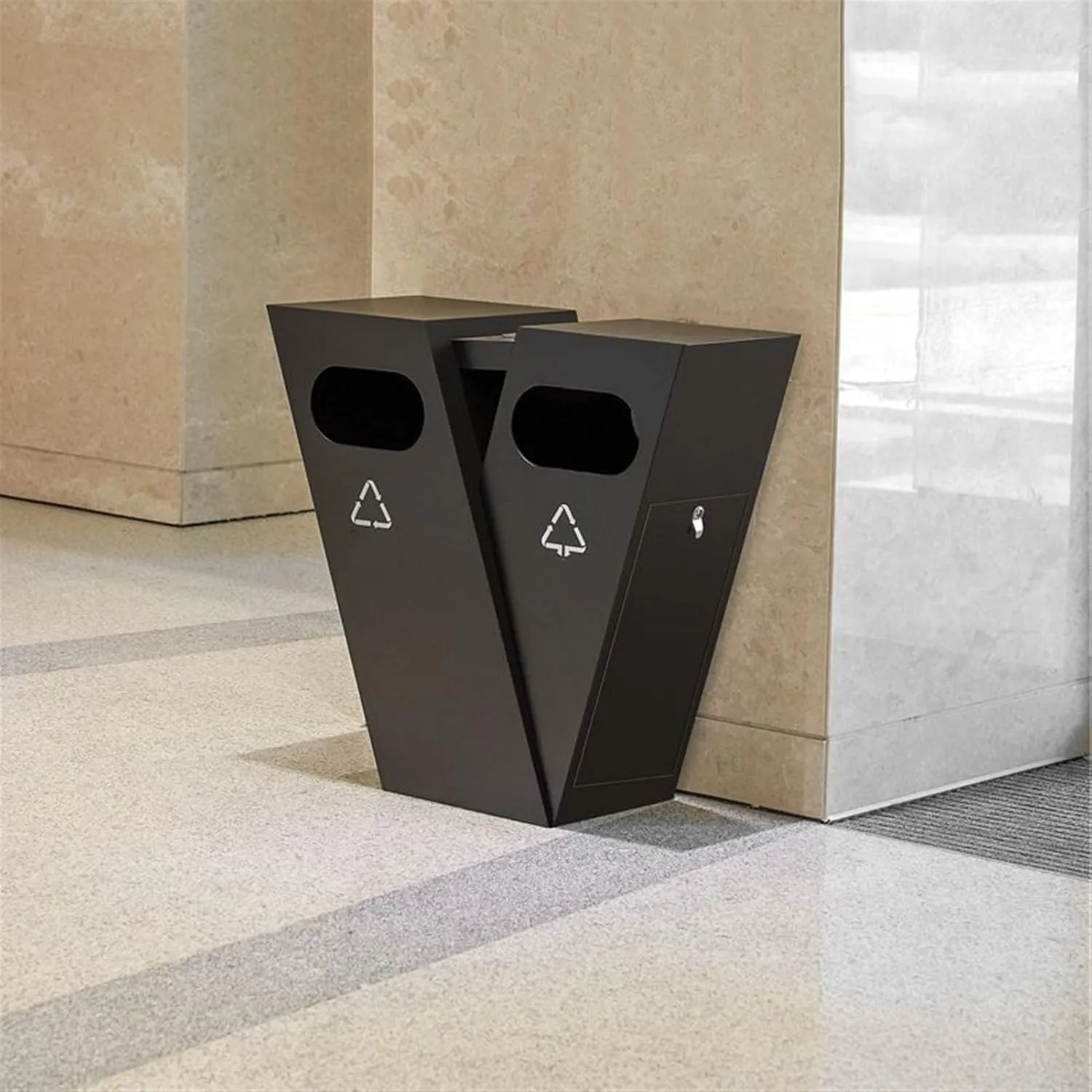 Outdoor Garbage Creative Large-Capacity Trash Can V-Type Classification Trash(C)