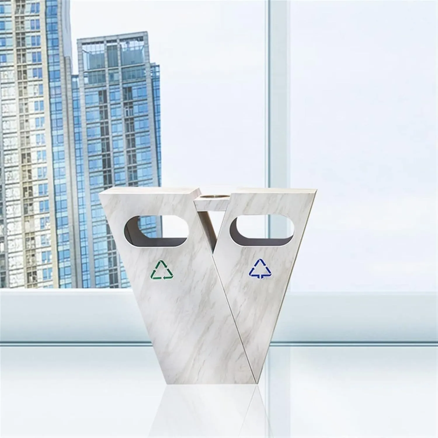 Outdoor Garbage Creative Large-Capacity Trash Can V-Type Classification Trash(C)