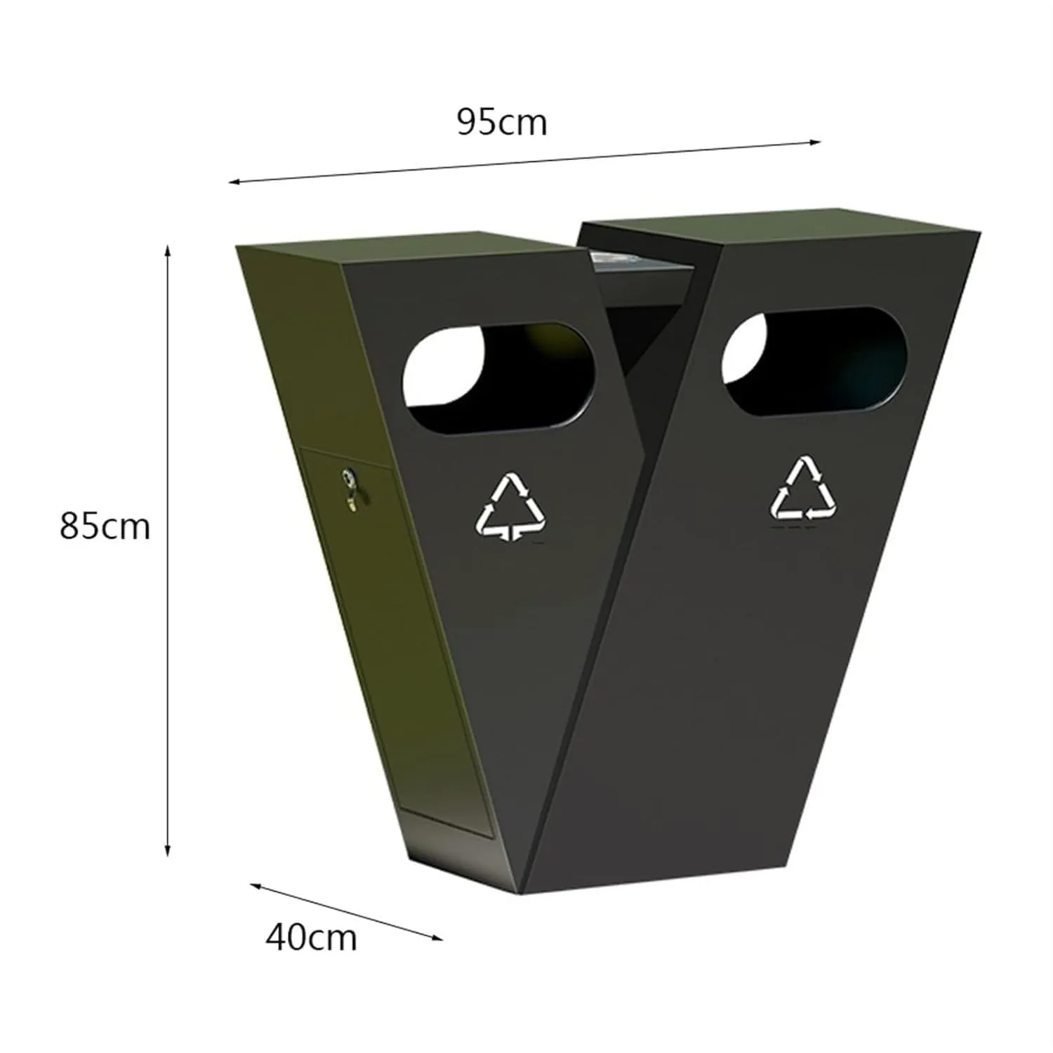 Outdoor Garbage Creative Large-Capacity Trash Can V-Type Classification Trash(C)