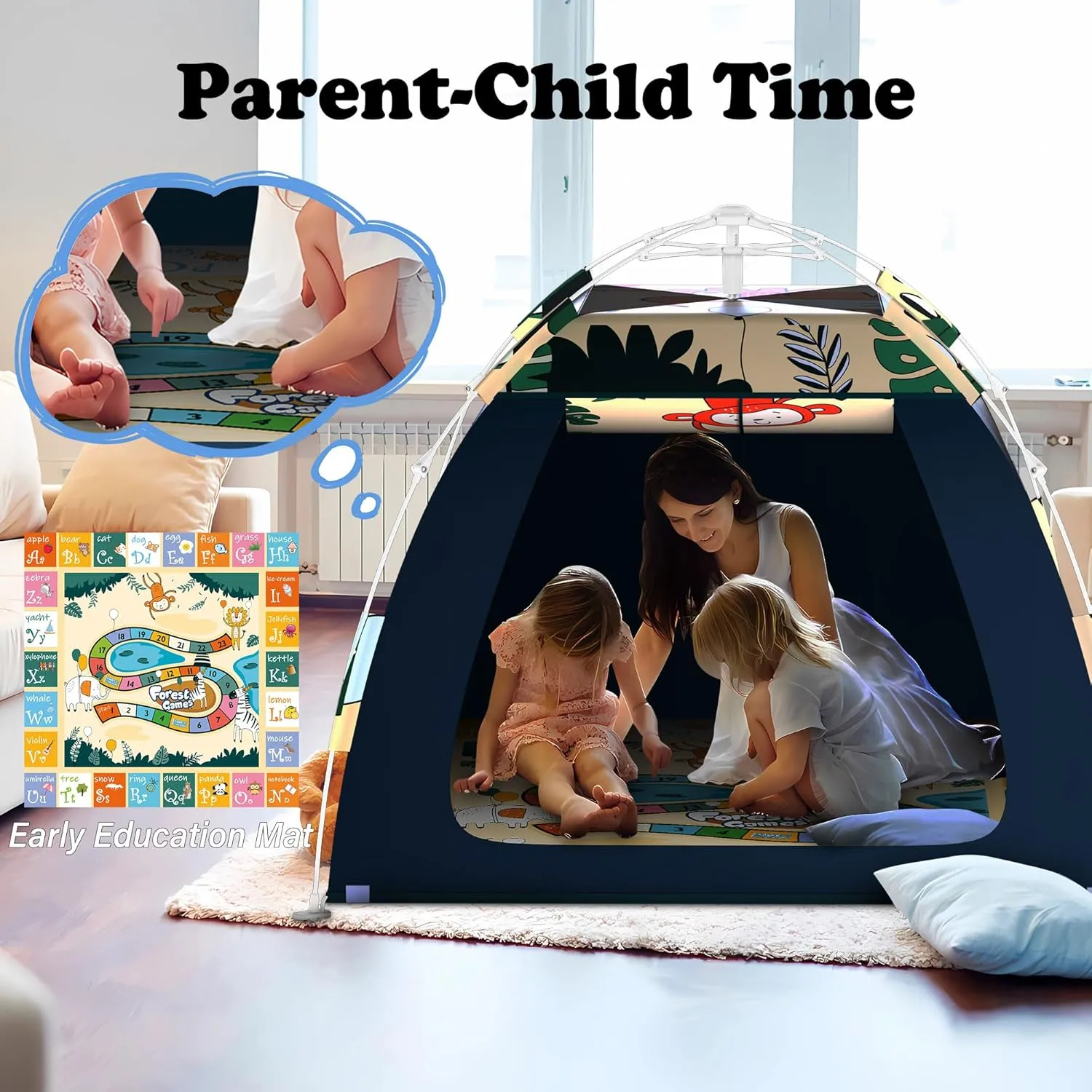 Outdoor Multi-Purpose Play House for Toddlers-Easy to Set up and Pop up Play Tent with Tunnel and Playhouse Kids Indoor Outdoor, Outdoor/Indoor Kid's Pop Up Play House, Gift for Toddlers(Monkey)