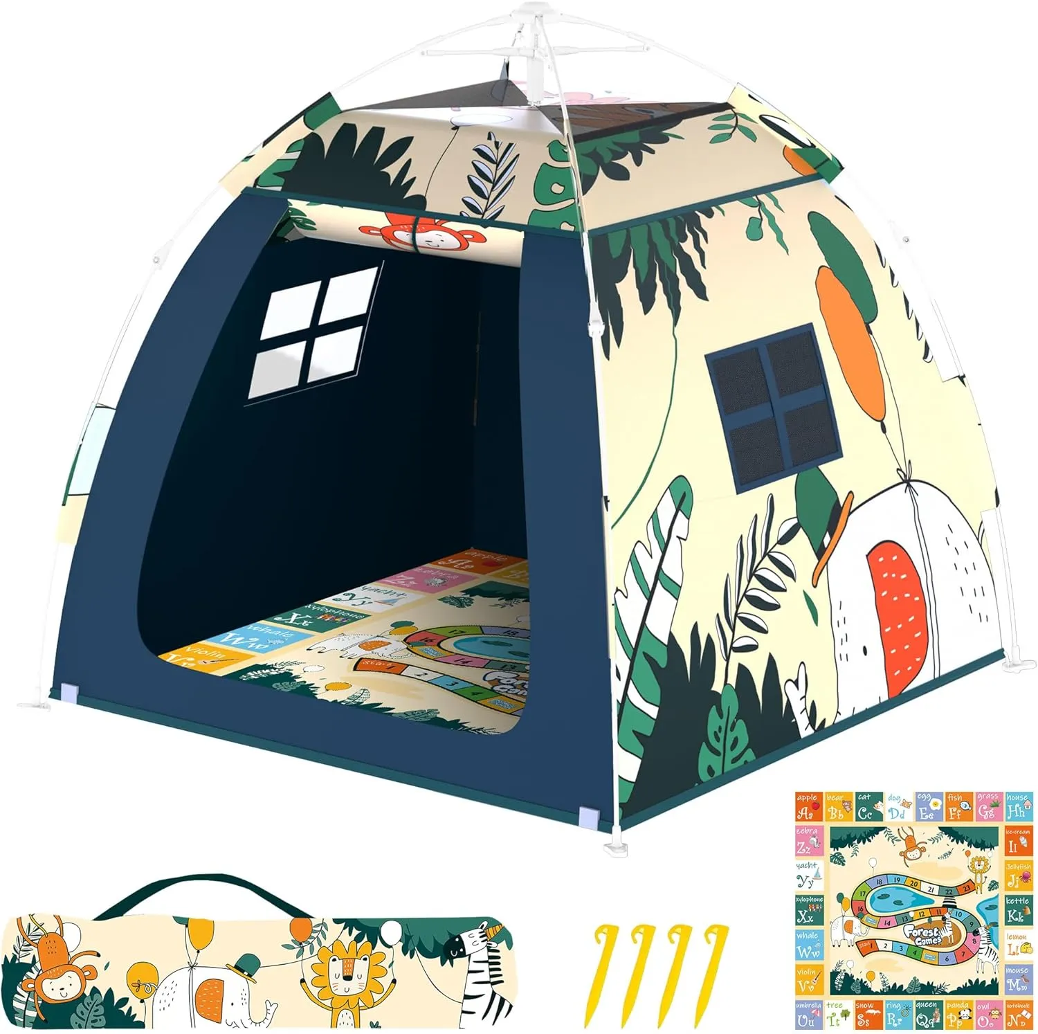 Outdoor Multi-Purpose Play House for Toddlers-Easy to Set up and Pop up Play Tent with Tunnel and Playhouse Kids Indoor Outdoor, Outdoor/Indoor Kid's Pop Up Play House, Gift for Toddlers(Monkey)