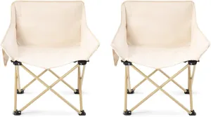 Outdoor Portable Garden Chair,Steel Tube Stand And Oxford Fabric Material, For Outdoor Camp, Travel, Beach, Picnic, Hiking, Recliner Garden Chairs, 2 Pieces Beige Outdoor Folding Chair ( Color : Beige