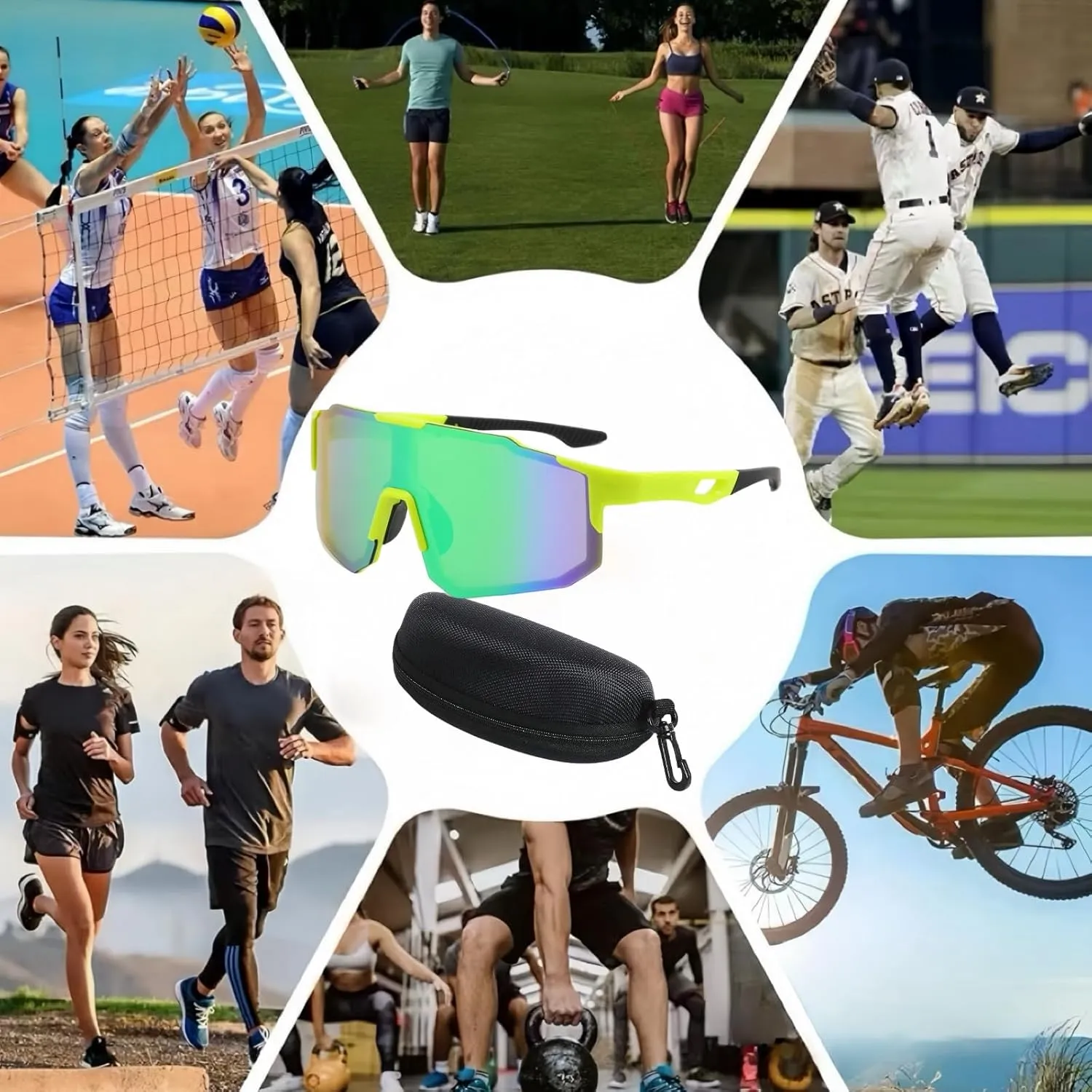 Outdoor Sports Sunglasses UV Protection for Women Men Cycling Baseball Golf Fishing,Lightweight Frame Tennis Shades