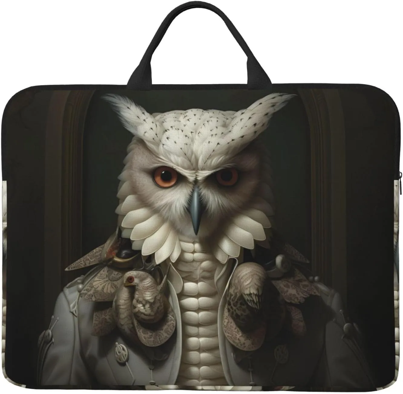 Owl Animal Anthropomorphism Patterned Laptop Sleeve (16.5x12.2 inches), Anti-Collision Protective Shell, Portable Handheld Design