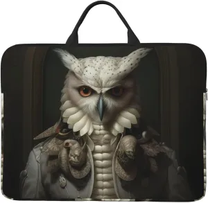 Owl Animal Anthropomorphism Patterned Laptop Sleeve (16.5x12.2 inches), Anti-Collision Protective Shell, Portable Handheld Design