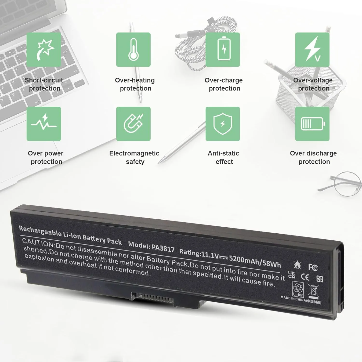 PA3817U-1BRS Battery for Toshiba Satellite L755 C655 M645 L750P L600 L675 L675D L700 L745 L750D L755D M640 P745 Series, Fit PA3818u-1BRS PA3819U-1BRS