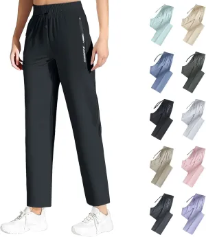 Palcomfy Stretch Active Pants for Women Casual Breathable Quick Drying Glide Pants Loose Zipper Pockets Cool Hiking Trousers