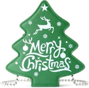 party greeting Crossbody Purse for Women Christmas Tree Shaped Phone Wallet Handbags for Merry Christmas Gift