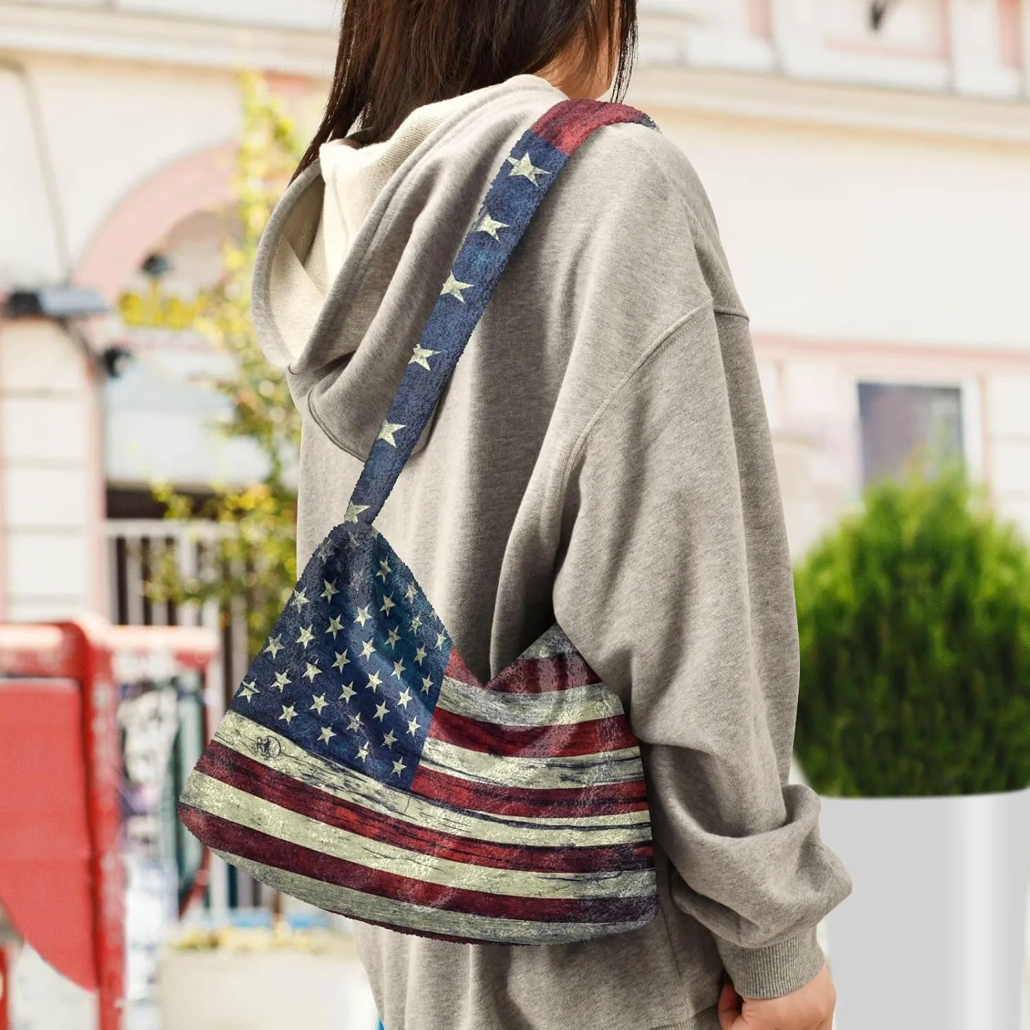 Patriot Flag Women Boho Handbag Underarm Bag Tote Bag Shoulder Bag Crossbody Bag