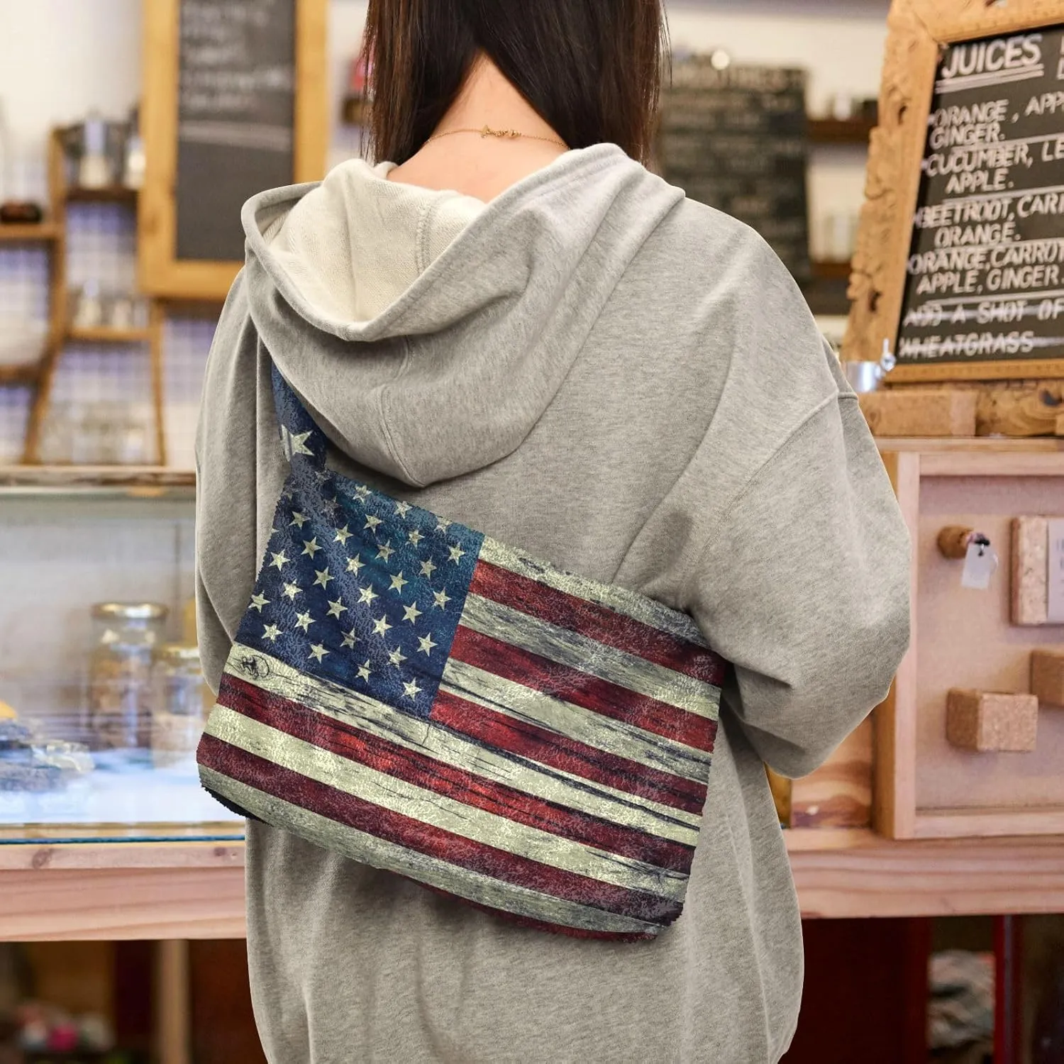 Patriot Flag Women Boho Handbag Underarm Bag Tote Bag Shoulder Bag Crossbody Bag