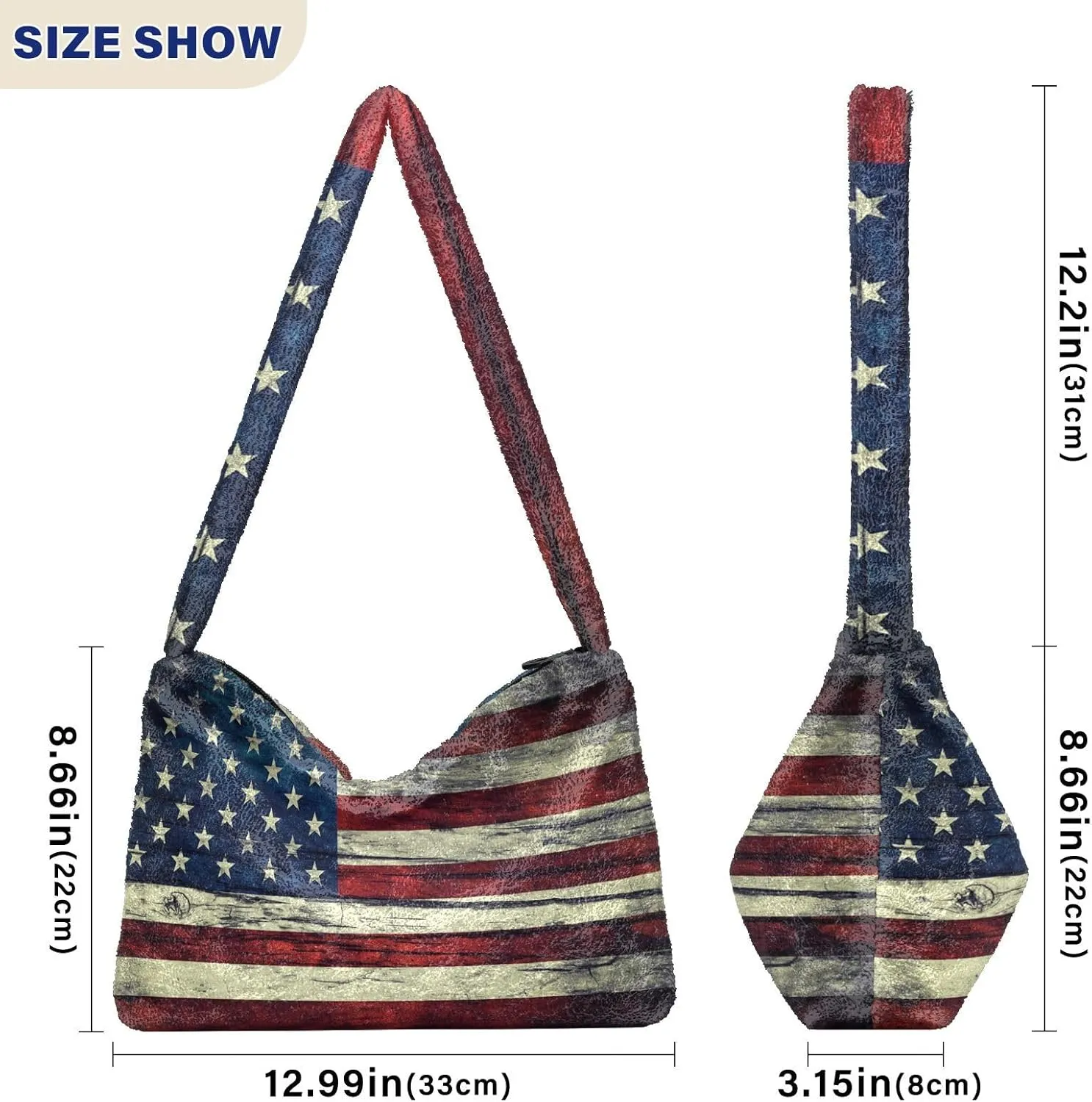 Patriot Flag Women Boho Handbag Underarm Bag Tote Bag Shoulder Bag Crossbody Bag