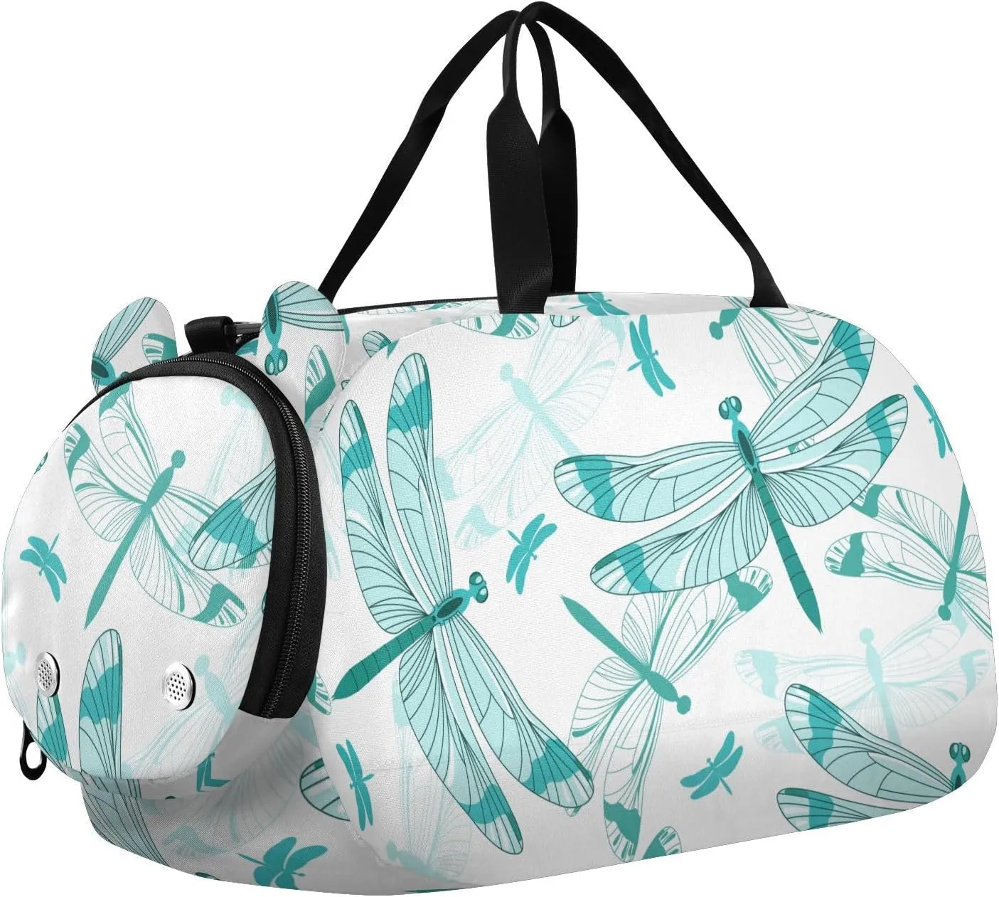 Pattern with Dragonflies Gym Travel Duffel Bag with Shoe Compartment for Boys Girls - Gymnastics Sports Dance Football Travel Bag Teens Weekender Sleepover