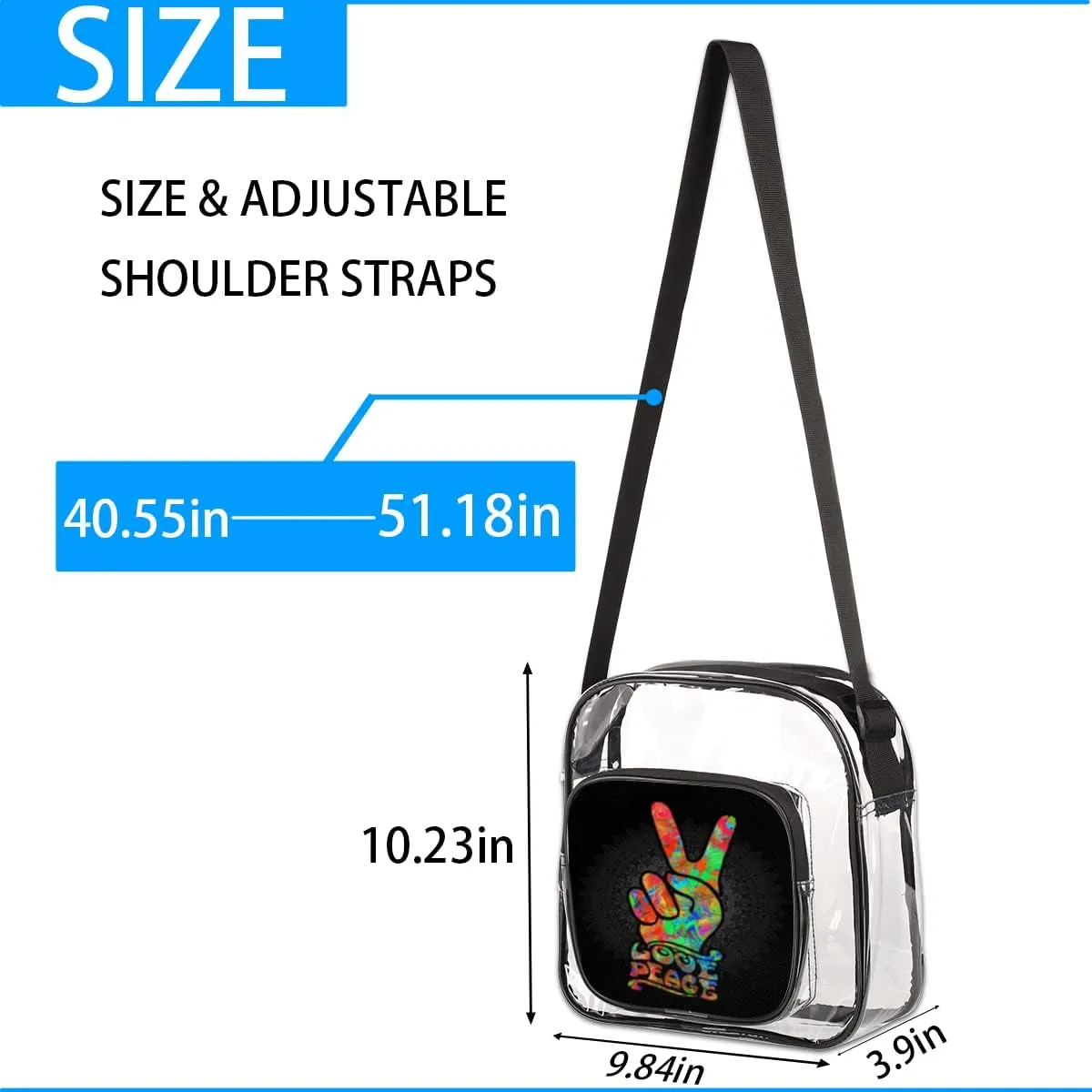 Paw Print Cute Cartoon Dog Clear Crossbody Bag Clear Messenger Bag Shoulder Bags Clear Purse Stadium Approved