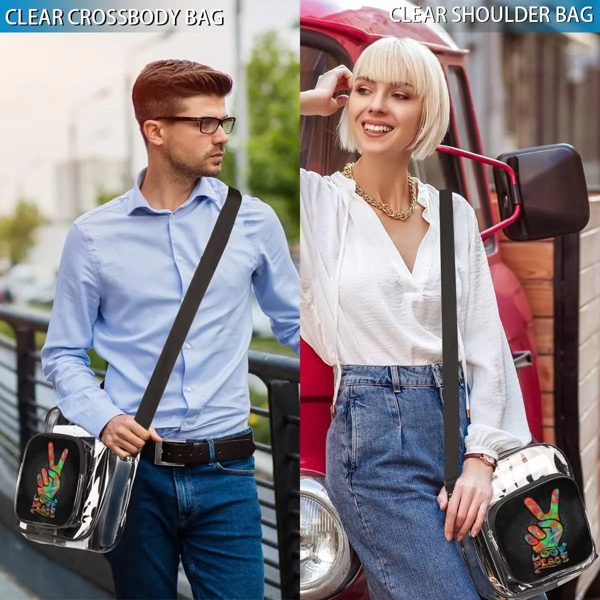 Paw Print Cute Cartoon Dog Clear Crossbody Bag Clear Messenger Bag Shoulder Bags Clear Purse Stadium Approved