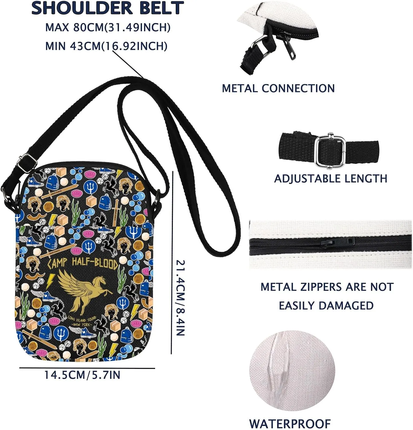 Percy J Merch Crossbody Bag Percy Movie Gift Camp Half-blood Greek Mythology Gift Percy Fan Gift